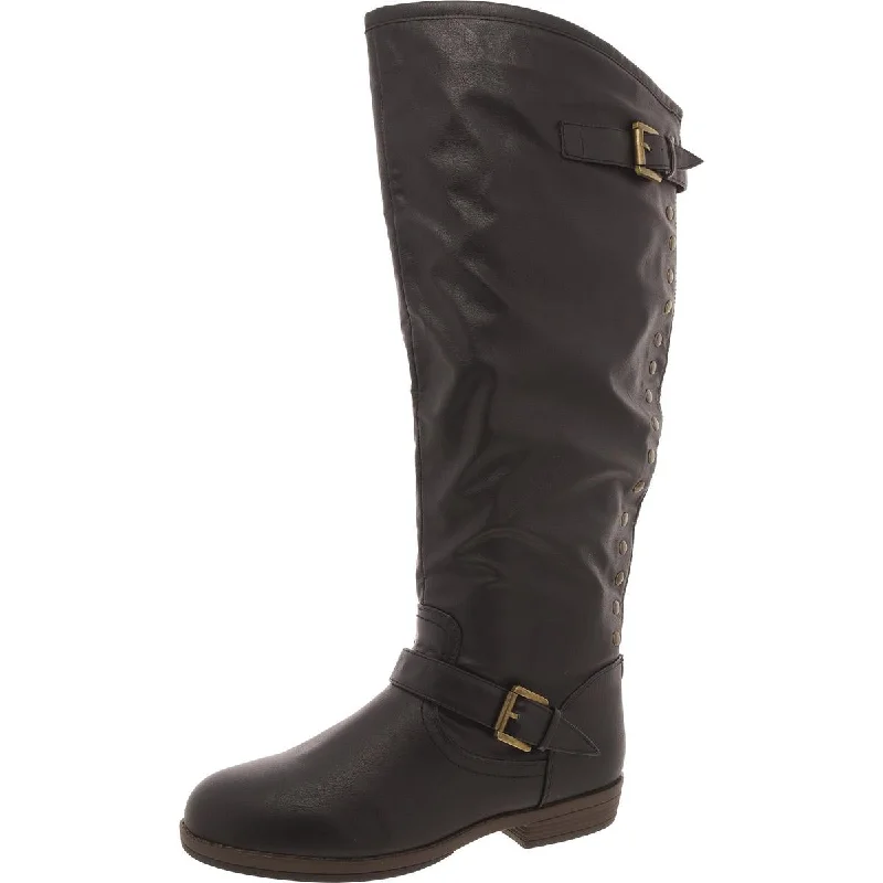 Journee Collection Womens Faux Leather Zipper Knee-High Boots